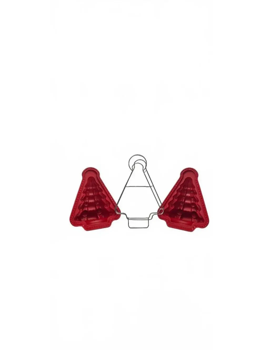 Red Silicone Christmas Tree Cake Mold with Metal Stand
